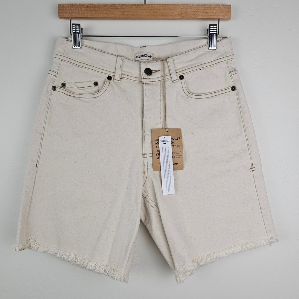 Toad&Co Shorts Women 4 Natural Cutoff Denim Frayed‎ Hem Organic Cotton